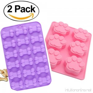 2-Piece Puppy Dog Paw Baking pan Bone Silicone Mold Ice Cube Mold Chocolate Mold Candy Making Molds - B073W31DTK